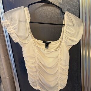 Forever 21 Cream Ruched Blouse
